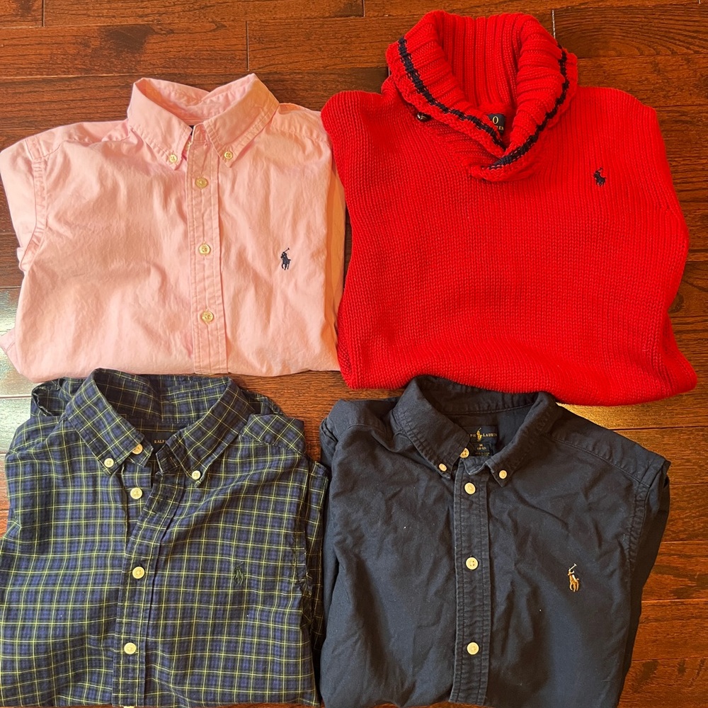 Ralph Lauren Red Sweater and Assorted Shirts Collection